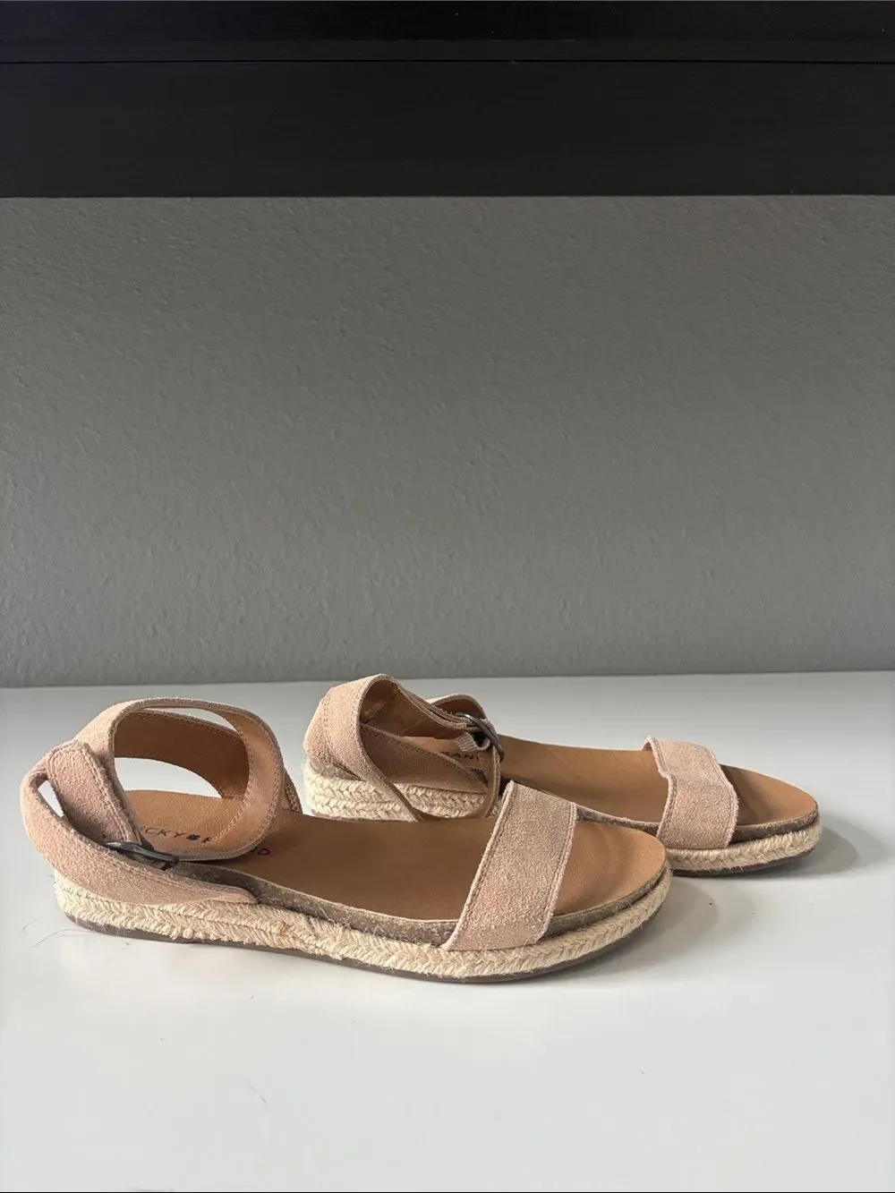 Lucky Brand Beige/Tan Espadrille Ankle Strap Sandals